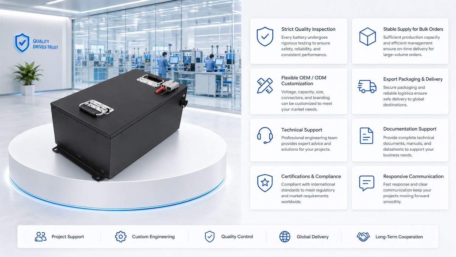 72V 50Ah LiFePO4 Battery B2B Support