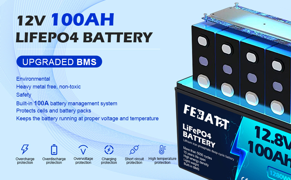 12.8V 100Ah LiFePO4 Battery protection systems