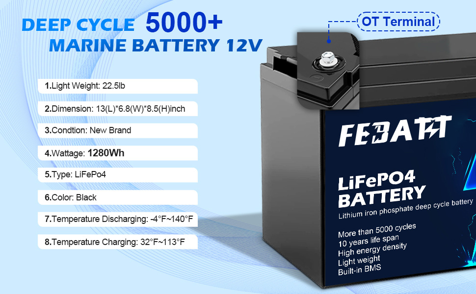 12.8V 100Ah LiFePO4 Battery specifications