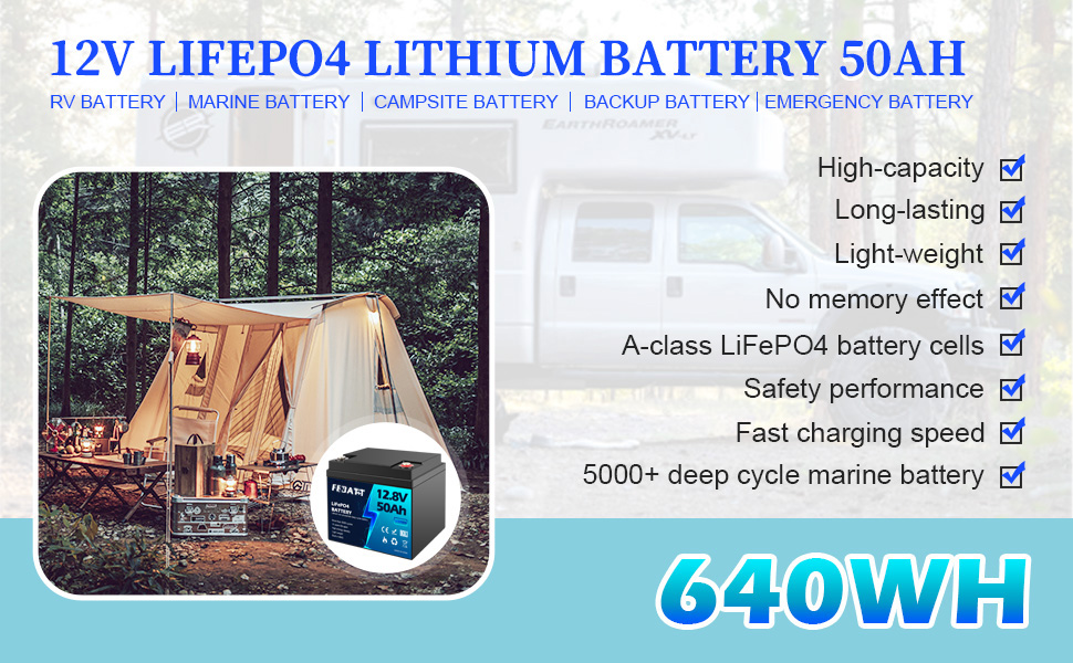 12.8V 50Ah LiFePO4 Battery features