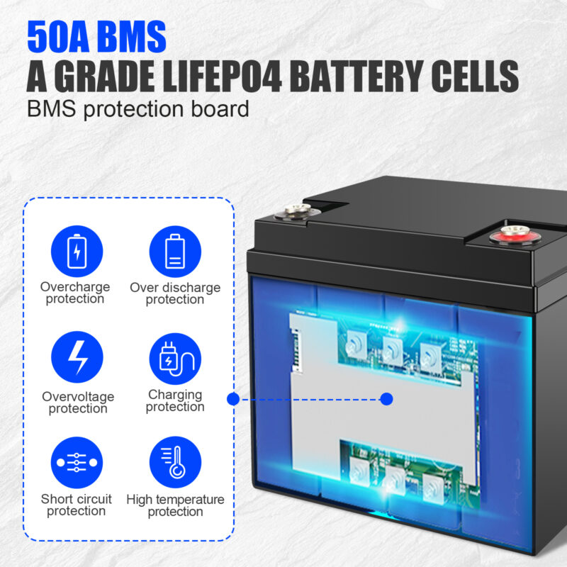 12.8V 50Ah LiFePO4 battery protection