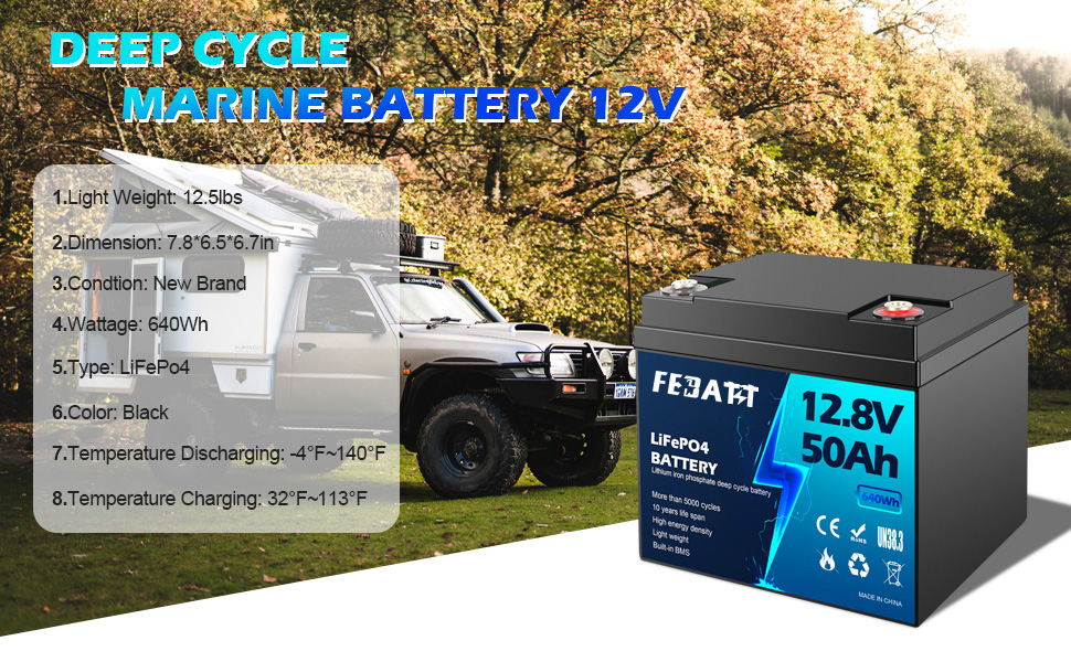 12.8V 50Ah LiFePO4 battery specifications