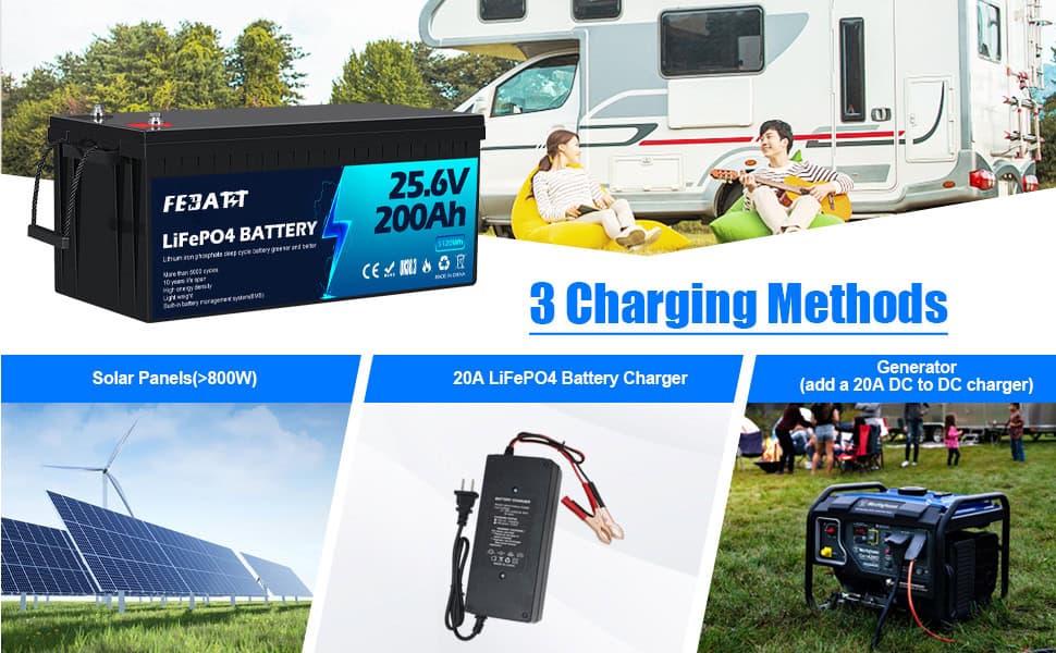 25.6V 200Ah LFP Battery 3 charge methods