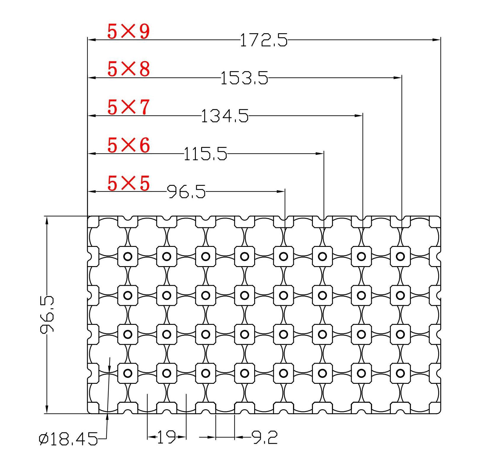 18650 Li-bat Bracket 5×5-5×9 Series FR ABS Battery Box - Image 2