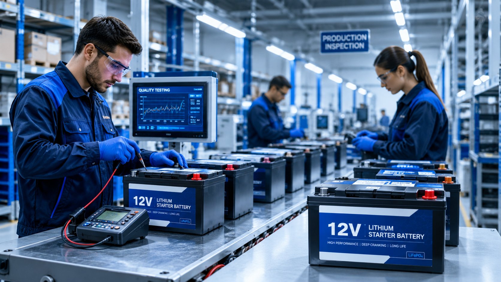 12V lithium starter battery testing for B2B supply