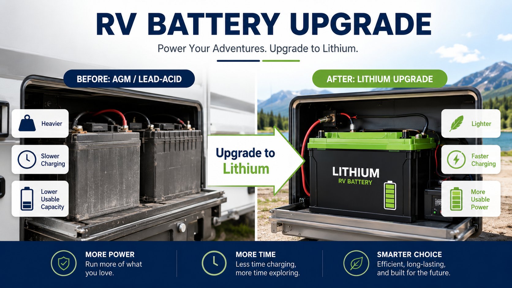 Lead acid AGM to lithium RV battery upgrade for better off-grid power