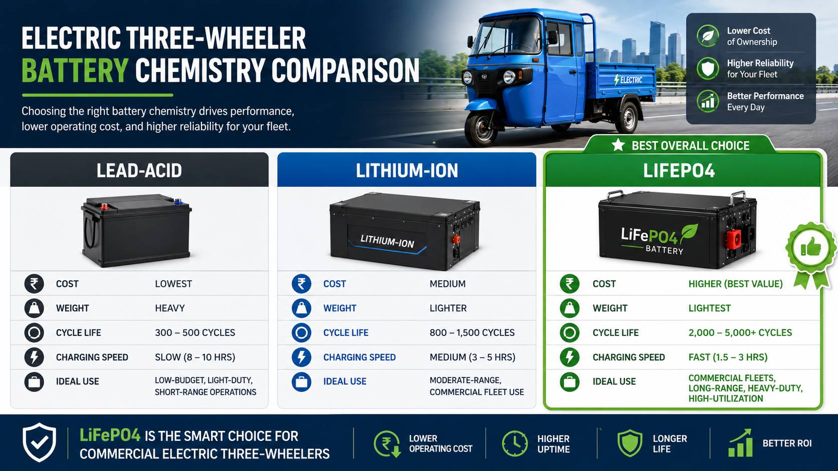 Types of Electric Three-Wheelers Battery