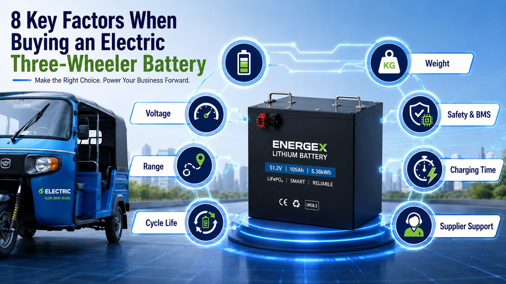 Key factors of Buying electric three-wheeler battery