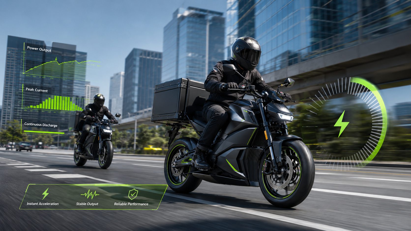 High-Performance E-Motorcycle Battery Power