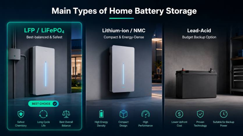 Main types of home battery storage