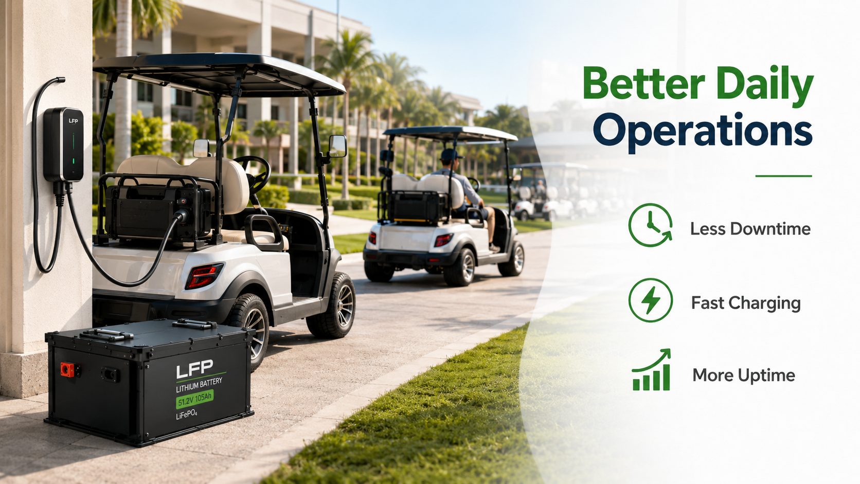 Batter Daily Operations of LFP Golf Cart Batteries