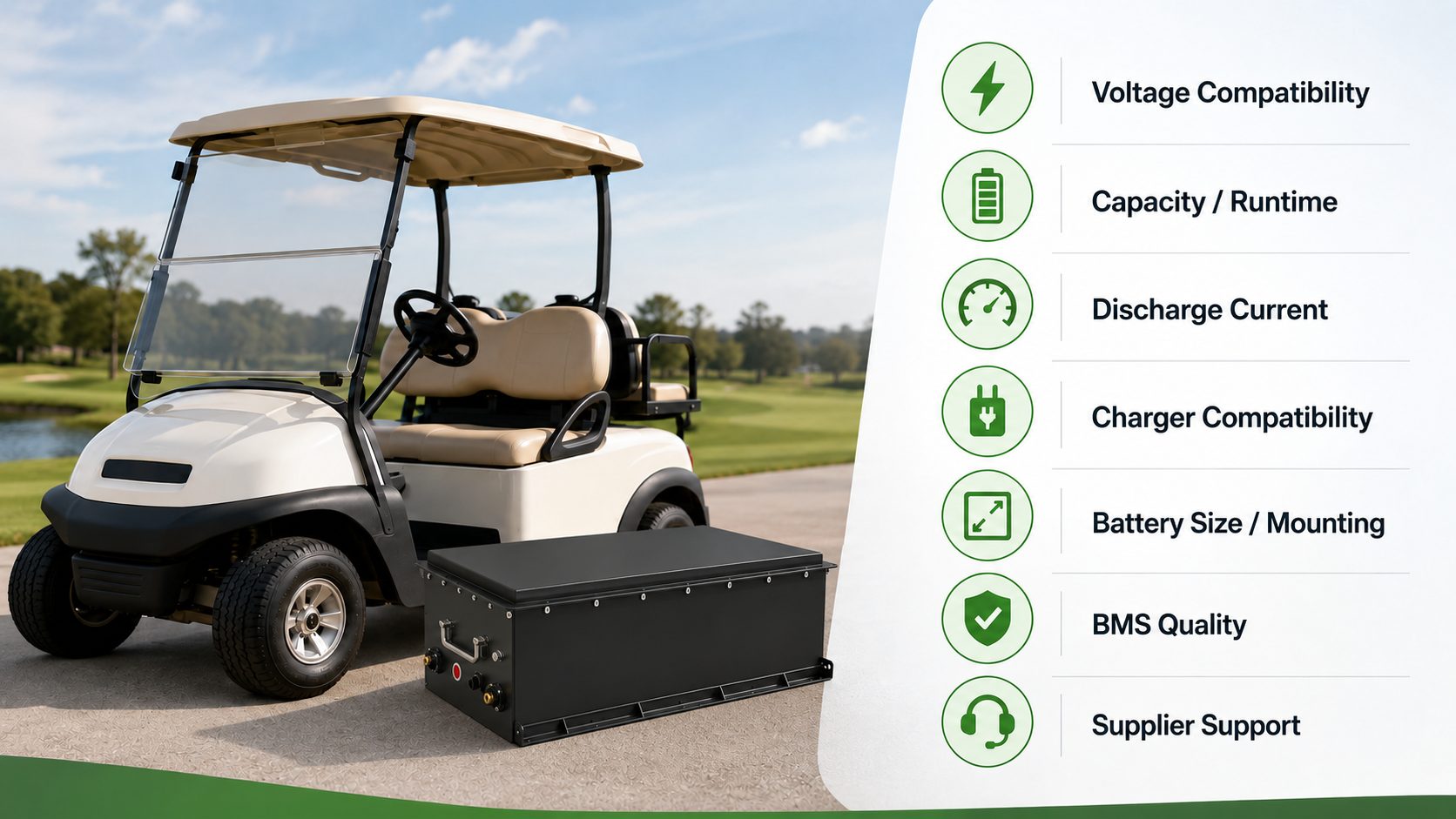 LFP Golf Cart Batteries checklist