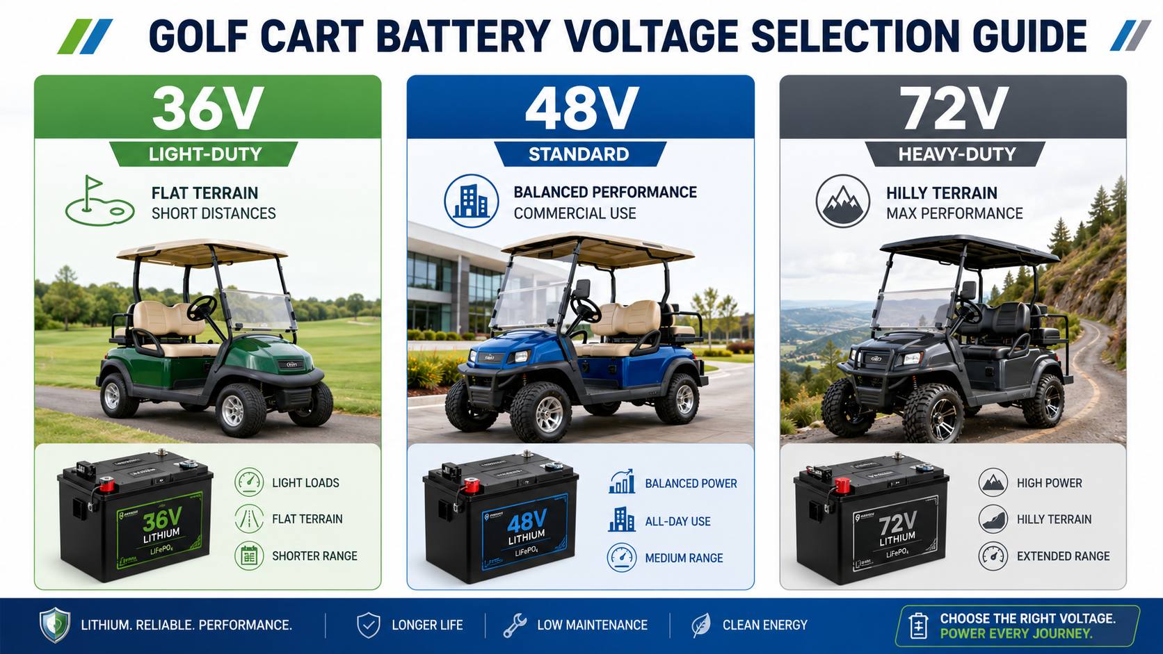 Common voltage of golf cart battery