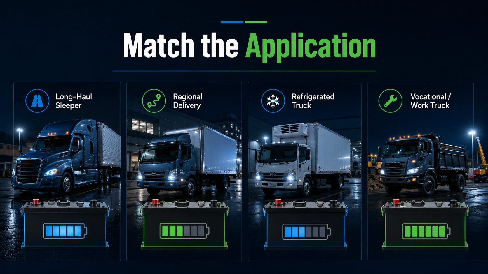 Truck Parking Battery Choices for Specific Applications