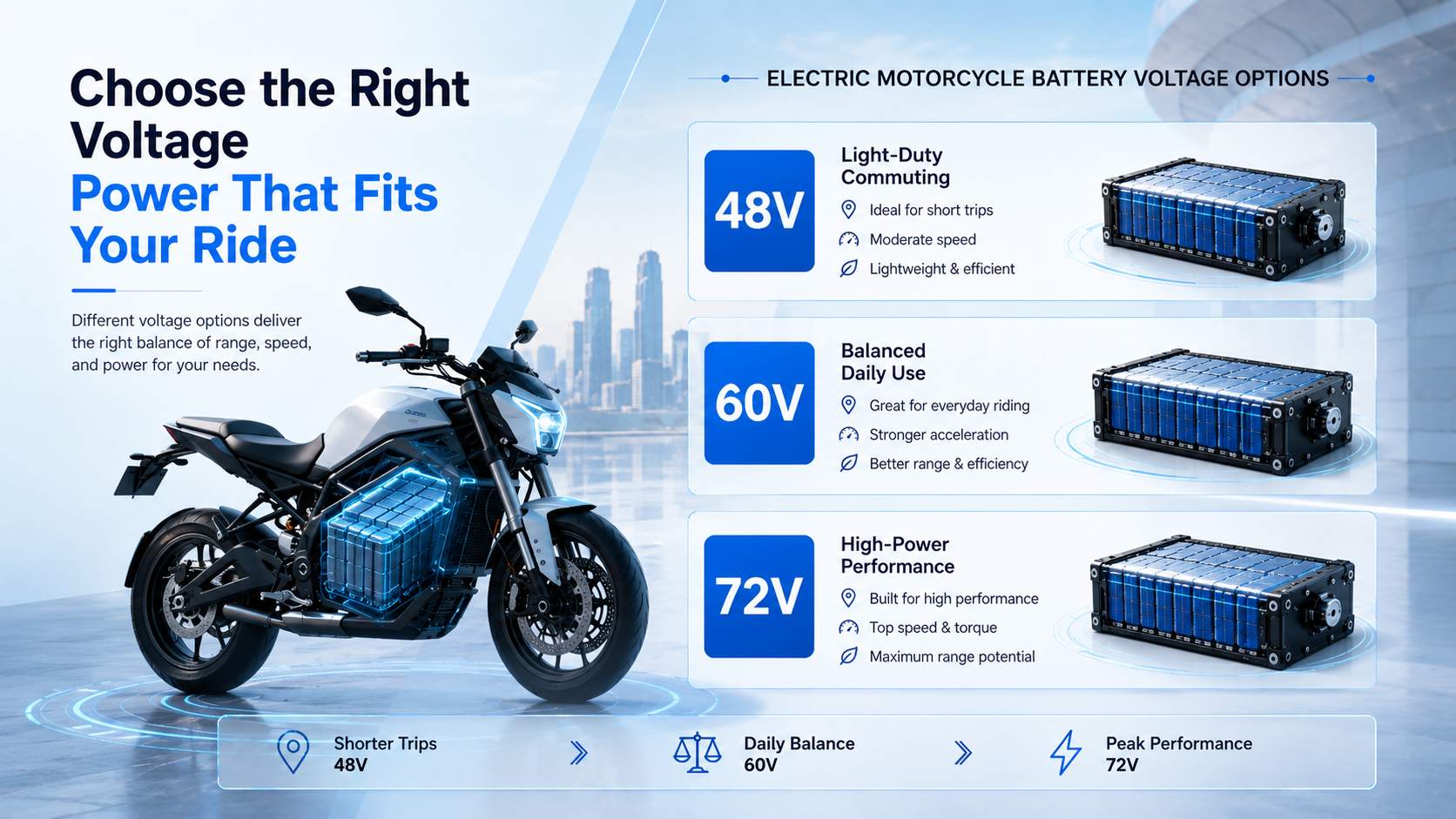 Choose the right voltage for Electric Motorcycle Battery