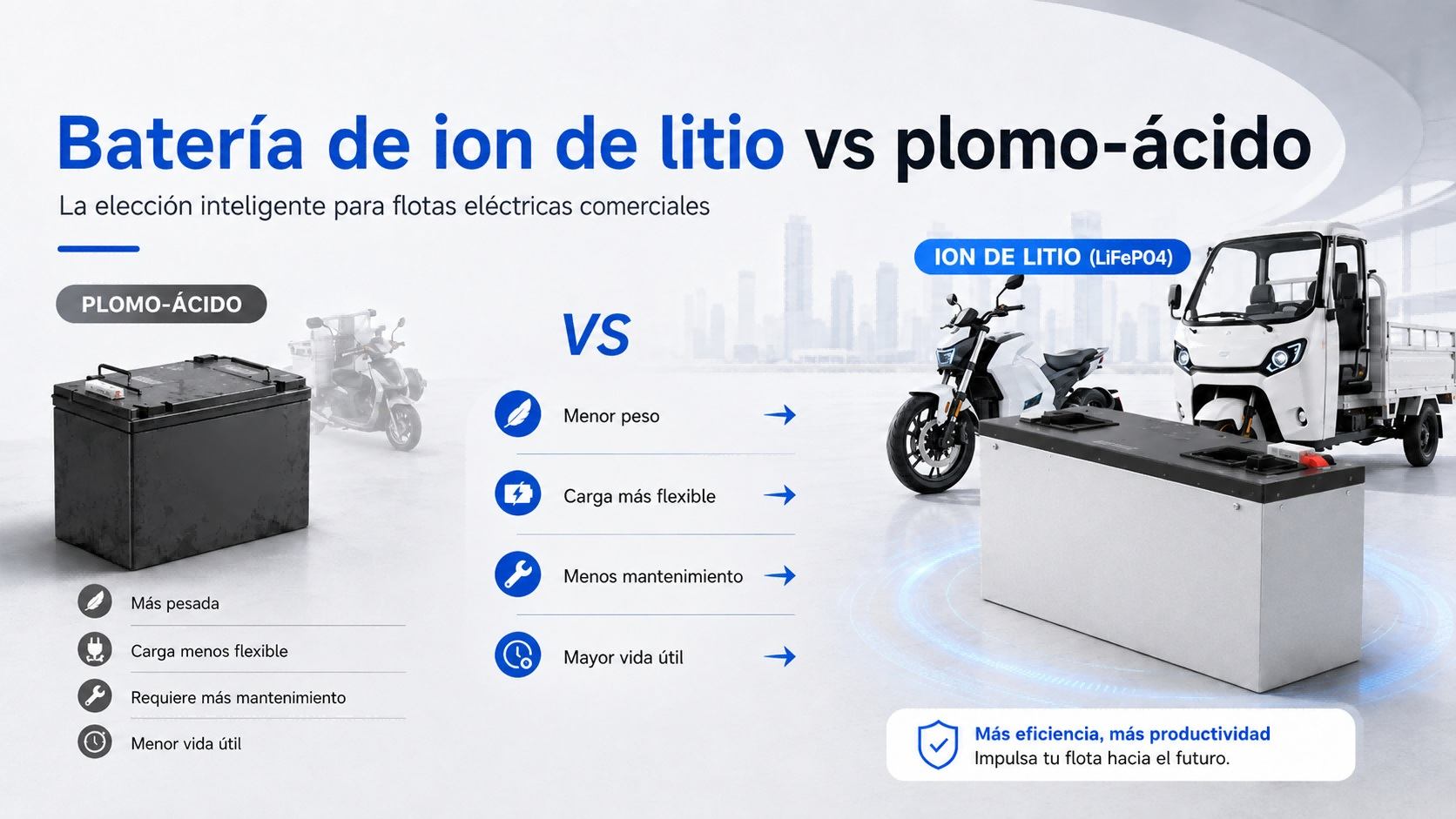 Bateria de ion de litio frente a plomo-acido