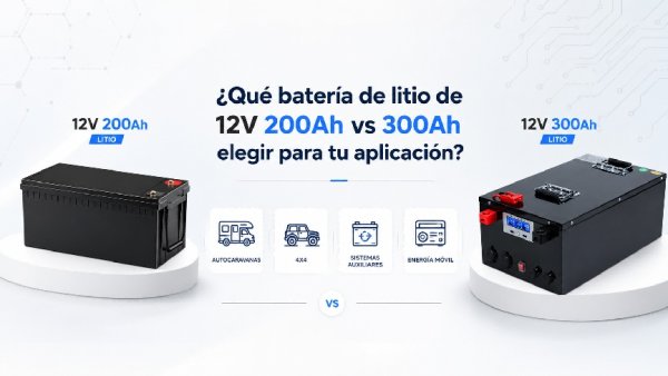 batería de litio de 12V 200Ah vs 300Ah portada