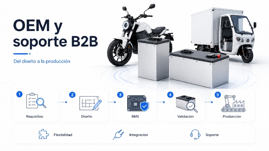 Baterias de litio para motocicletas con soporte B2B