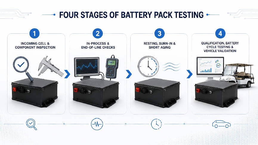 Four Stages of Lithium Battery Testing