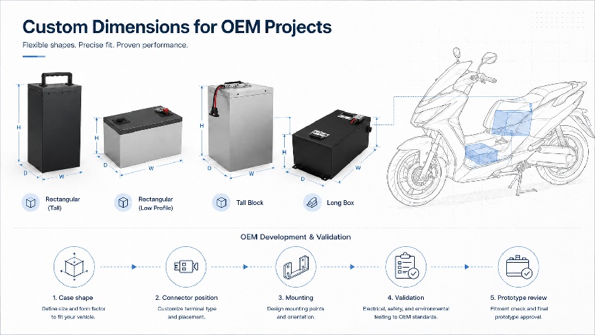 Custom Motorcycle Battery Dimensions for OEMs