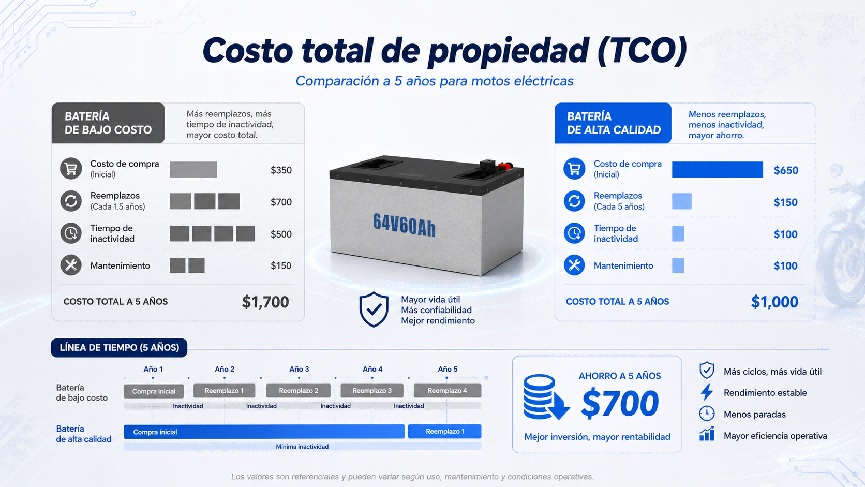 Precio de batería para moto eléctrica y TCO