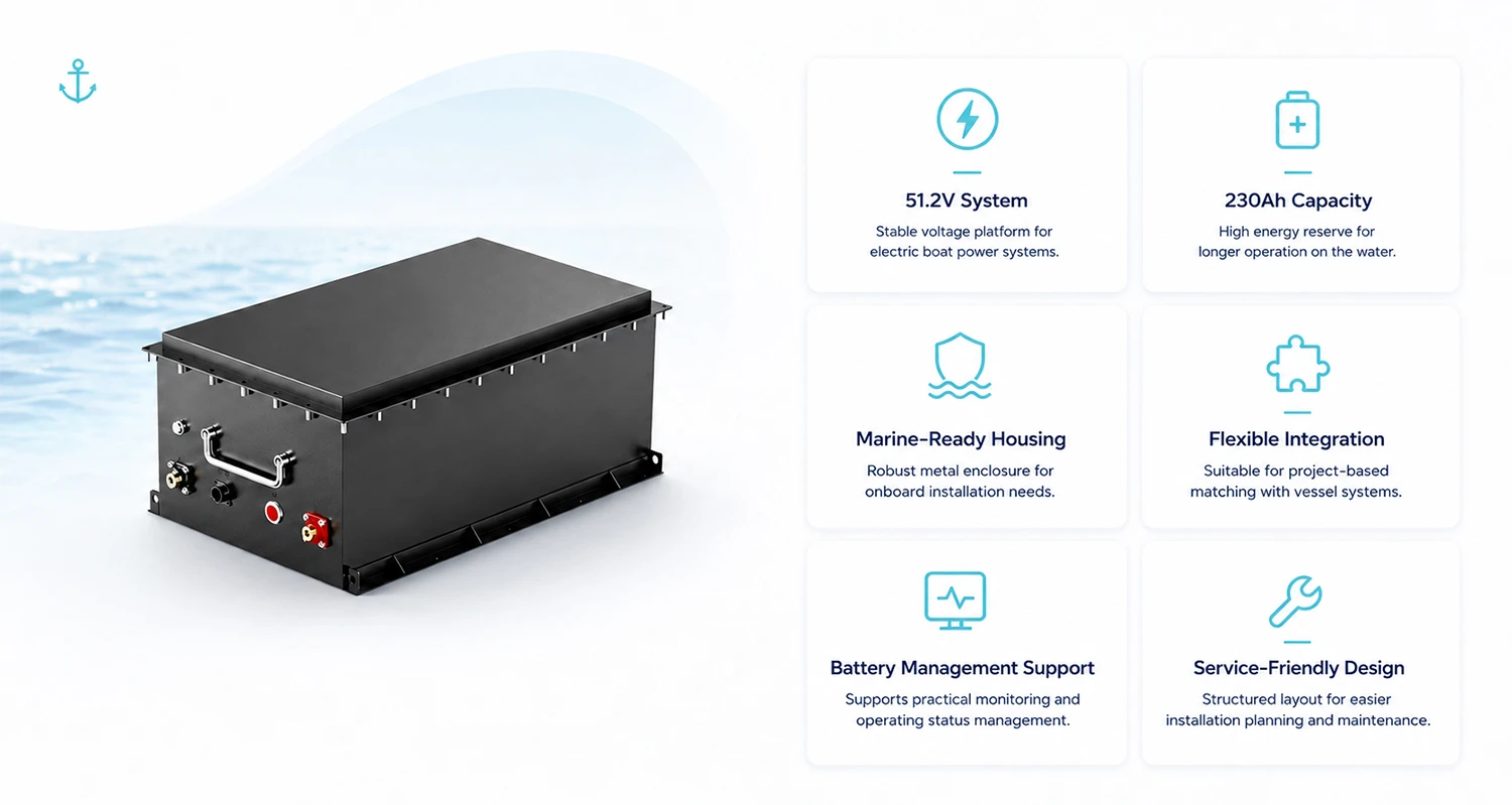51.2V Marine Lithium Battery Features