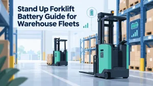 Stand Up Forklift Battery Guide for Warehouse Fleets