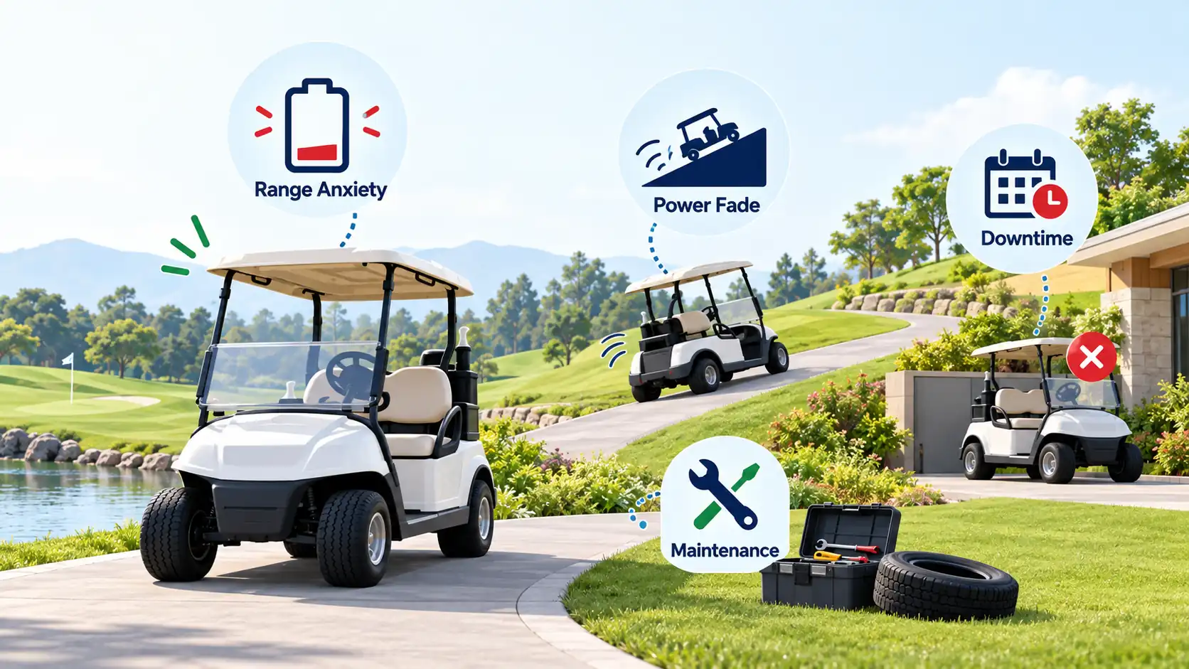 48V 100Ah Golf Cart Battery Fleet Downtime Challenges